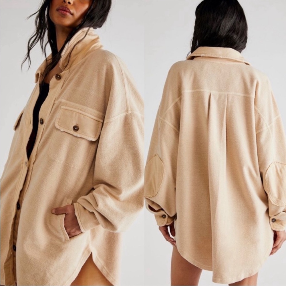 Free People Oversized Shacket in Light Beige